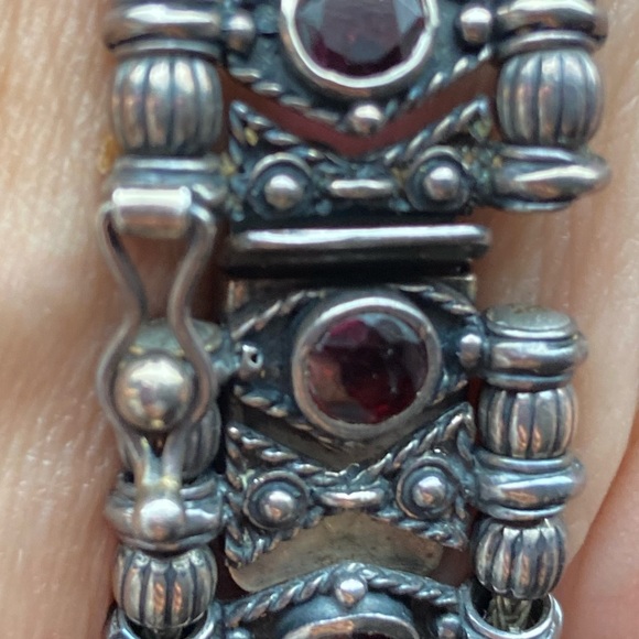 ❤️‍🔥2XHP❤️‍🔥VTG Gothic 925 Silver and Red Stone Bracelet - Picture 3 of 14